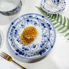 Fine Bone China Dinnerware Set, 12-Piece Blue and White Porcelain Dinnerware Set, Plates and Bowls Sets, Service for 4(Blue A) - Image 2