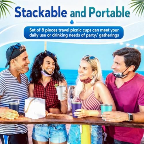 Mimorou 8 Pack 16 oz Stainless Steel Cups Metal Cup, Bright Color - Image 6