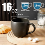 Coffee Mugs Set of 4, Black 16 oz Coffee Mugs for Latte Cappuccino Cocoa and Tea, Ceramic Coffee Cups With Handle,Stoneware Mugs for Housewarming Gifts, Microwave＆Dishwasher Safe - Image 2
