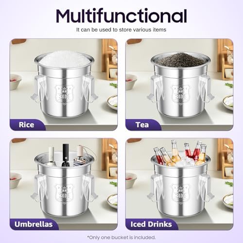 6L/1.59Gal Stainless Steel Airtight Canister Food Storage Canisters with Airtight Lid&Locking Clamp Rice Cereal Grain Canisters Container Bucket for Rice Milk Jug Coffee Bean Cookies Storage - Image 6