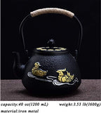 tetsubin Cast iron Tea Kettle workshop Healthy japanese Tea pot with Stainless Steel Infuser（40 oz） - Image 2