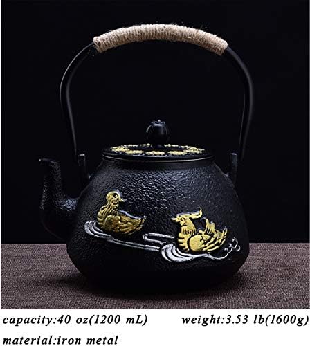 tetsubin Cast iron Tea Kettle workshop Healthy japanese Tea pot with Stainless Steel Infuser（40 oz） - Image 2