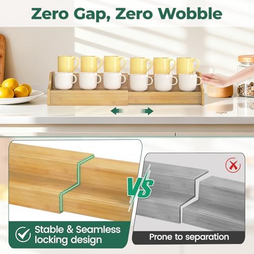 EsLuker.ly Coffee Mug Cup Holder Rack for Cabinets Countertop, Bamboo - Image 2