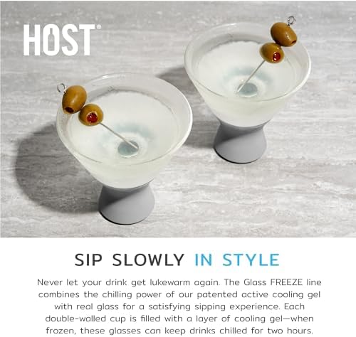 Host Tasting Glass FREEZE, Whiskey Tasting Glasses with Active Cooling Gel, Whiskey Lover Gifts, Gray 6.7oz Set of 2 - Image 3