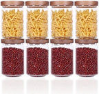 SAIOOL Stackable Kitchen Canisters Set of 8,High Borosilicate Glass Cylinder Airtight Food Storage, sort out the tea, flour, candies, grain easily and clearly by SAIOOL