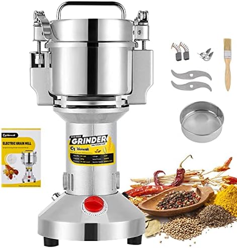 CGOLDENWALL Safety Upgraded Electric Grain Grinder Mill High-speed Dry Spice Herb Mill Grinding Machine with 1500W Commercial Motor Overload Protection CE 110V (300g Hand-held Type) by CGOLDENWALL