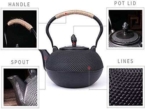 Tea Kettle Japanese Tetsubin Cast Iron Teapot With Stainless Steel Infuser, Anti-scalding Handle Black 1.8L/3L(optional)(Size:3.0L) - Image 3