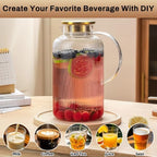 Buaic 2 PACK Glass Pitcher with Lid, 100 oz/ 3L Glass Water Pitcher - Image 5