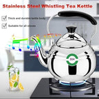 Whistling Tea Kettle, Food Grade Stainless Steel Tea kettle for Stove Top with Ergonomic Handle for Gas, Induction, Electric Stove Tops(9,1.5L) - Image 3