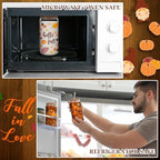 Umigy 8 Pcs 16oz Fall Thanksgiving Ice Coffee Cup with Lids & Glass Straw - Image 4