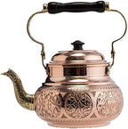 DEMMEX Handmade Engraved 1mm Thick Solid Uncoated Copper Tea Pot Kettle Stovetop Teapot, 1.6-Quart - Image 4