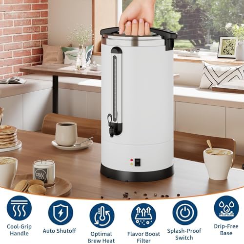 80-Cup (12l / 3.2 Gallon) Commercial Coffee Urn – Stainless Steel Electric Hot Beverage Dispenser with Double-Wall Insulation, Ideal for Weddings, Parties, Catering, and Buffets - Image 6