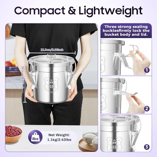 Food Storage Containers w/Lids, Stainless Steel Airtight Canister - Image 2