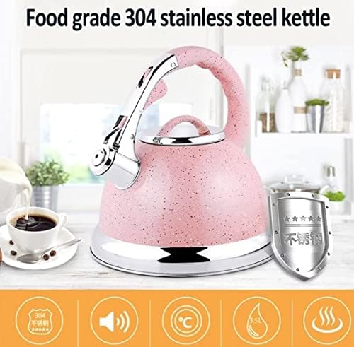 Stove Top Kettle Tea Kettle Stove Top Whistling Kettle 304 Stainless Steel Teakettle Teapot Ergonomic Handle Stovetop Hot Kettle Teapot (Roze) - Image 3