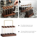 Glass Coffee Bean Storage Jar with Brass Threaded Lid and Wooden Stand - Image 3