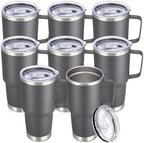 30 oz Stainless Steel Tumblers Bulk with Handle and Lid, 8 Pack by CoolYoleb
