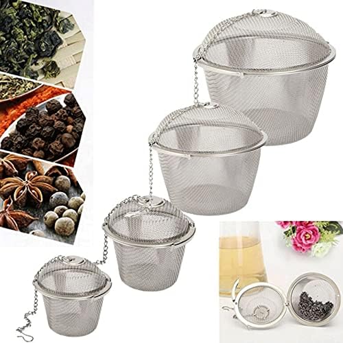 Tea Strainer 4 Sizes Silver Reusable Stainless Mesh Herbal Ball Tea Spice Strainer Teakettle Locking Tea Filter Infuser Spice Tool (Color : Size L) - Image 2