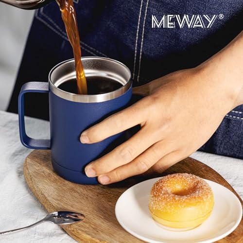 MEWAY 12oz Coffee Mug With Handle 4 Pack Bulk,Stainless Steel Insulated Travel Tumblers With Sliding Lid,Double Wall Vacuum Camping Cup for Hot & Cold Drinks Tea (Navy,Set of 4) - Image 6
