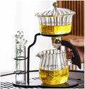 Lazy Kungfu Magnetic Tea Pot, Semi Automatic Glass Teapot, Lazy Kungfu Drip Teapot, Magnetic Attraction Water Rotating Cover Bowl Suitable for Home/Office Reception Tea Set by Miyxsin
