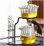 Lazy Kungfu Magnetic Tea Pot, Semi Automatic Glass Teapot, Lazy Kungfu Drip Teapot, Magnetic Attraction Water Rotating Cover Bowl Suitable for Home/Office Reception Tea Set by Miyxsin