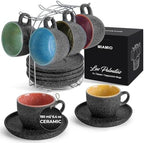 MIAMIO – Cappuccino Cup Set (6.4 oz), Ceramic Coffee Mugs - Las Palmitas by MIAMIO