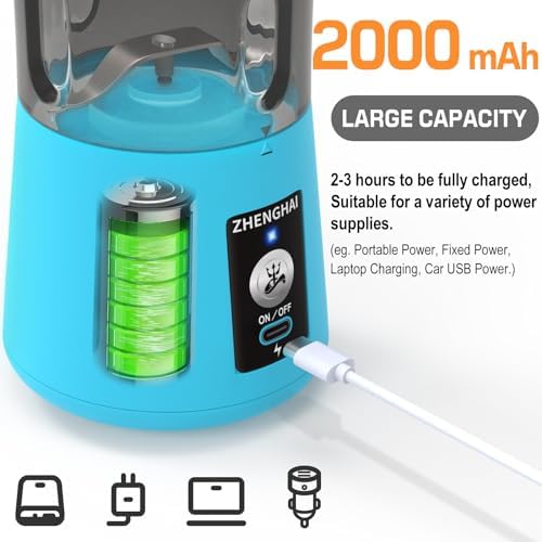 Electric Herb Grinder 150W Spice Grinder USB-C Rechargeable, Compact Size, Easy On/Off. Fast Grinding Dry Spices Herbs, with Pulse Mode and Cleaning Brush (Blue) - Image 5