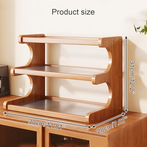3-Tier Wooden Mug Holder Countertop, Coffee Cup Holder Mug Display Coffee Mug Organizer Mug Rack for Coffee Station Organizer Mug Shelf for Cabinet for Kitchen, Home,Acrylic,Long - Image 3