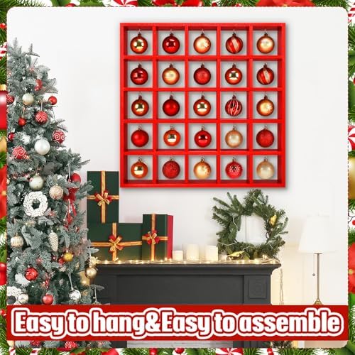 Cinnvoice Christmas Ornament Displays Rack, Red, 25 Compartment - Image 3