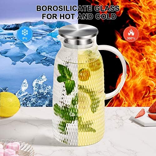 Aofmee 80oz Glass Pitcher with Lid, 2.4 Liter Water Pitcher, Glass Carafe for Cold or Hot Beverages, Sun Tea Jar, Easy Clean Heat Resistant Jug for Juice, Milk - Image 3