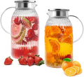 Bandesun Glass Pitcher with Lid, 68 oz/ 2 Liter 2Pack Vintage Water Pitcher,Glass Water Carafe for Cold Brew, Coffee, Lemonade, Iced Tea,Beverage, Heat Resistant Jug by Bandesun