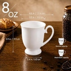 Luxury Fine Bone China White Coffee Mugs Set of 4,8 oz - Image 3