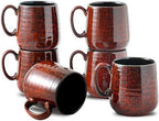 Hasense Coffee Mugs 8 oz, Ceramic Small Espresso Cups Set of 6, Mini Cups with Handle for Coffee, Tea and Cocoa, Modern Mugs for Mother's Day Gift, Dishwasher & Microwave Safe, Red by Hasense