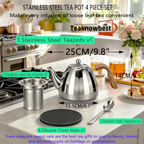 1500ml Small Teapot, Stainless Steel Tea Pot With Removable Infuser ﻿ - Image 7