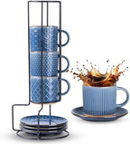 GBhome 6 OZ Coffee Mugs with Saucer and Stand, Ceramic Espresso Coffee Cup by GBhome