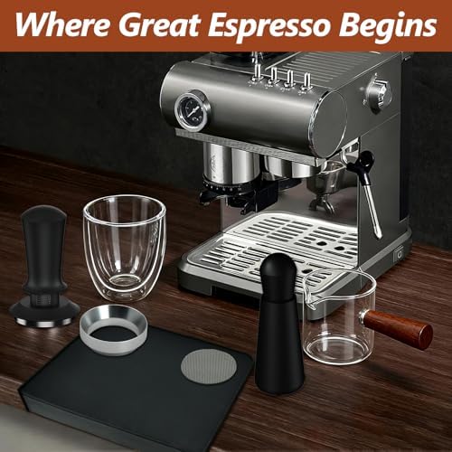 7 Pcs 51mm Espresso Accessories Kit, Spring Loaded Calibrated Tamper, WDT Tool, Coffee Measuring & Espresso Cup and Tamper Mat, Puck Screenr & Dosing Funnel, 51mm Espresso Machine Accessories - Image 7