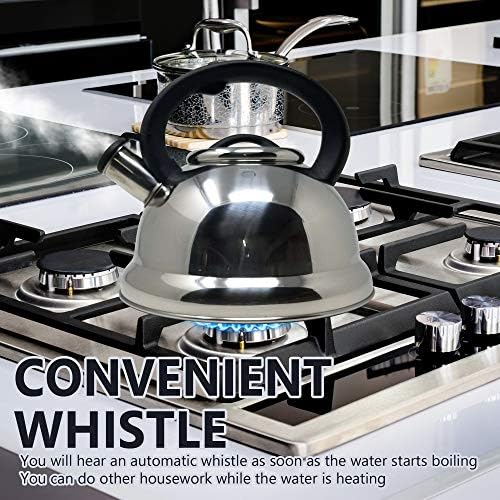 13 Cup Premium Quality 18/10 Food Grade Heavy Gauge Stainless Steel Whistling TEA KETTLE with Ergonomic One Push Soft Grip Handle BY UNIWARE- Stovetop pot 3.0 qt. (Stainless Steel) - Image 4