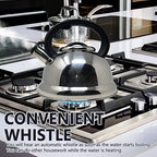 13 Cup Premium Quality 18/10 Food Grade Heavy Gauge Stainless Steel Whistling TEA KETTLE with Ergonomic One Push Soft Grip Handle BY UNIWARE- Stovetop pot 3.0 qt. (Stainless Steel) - Image 4