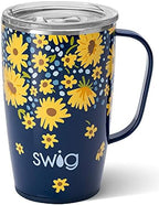 Swig Life 18oz Insulated Travel Mug with Handle & Lid, Lazy Daisy by SwigLife