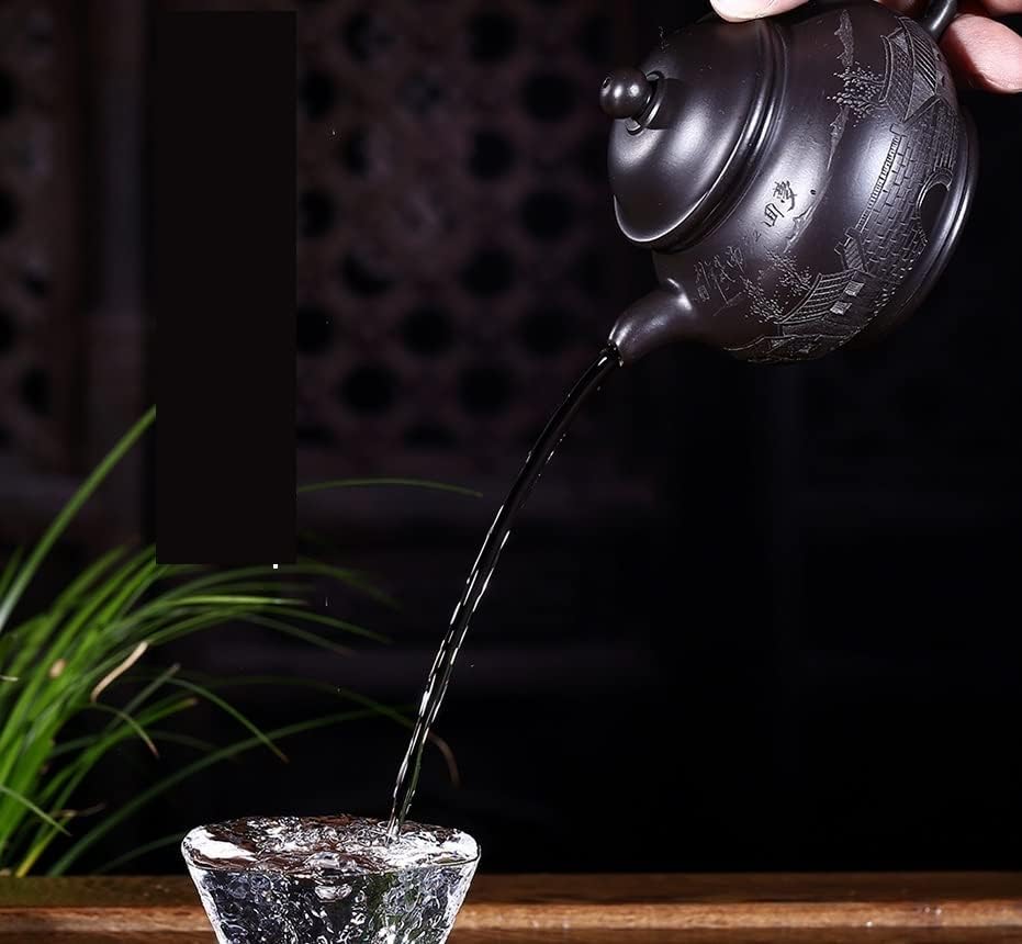 KYUSAR Japanese Cast Iron Teapot Chinese Teapot 7.4oz/0.22L Teapot Black Clay Tea Pot Handmade Three-Dimensional Carving Teapot Tetsubin Tea Pot - Image 6