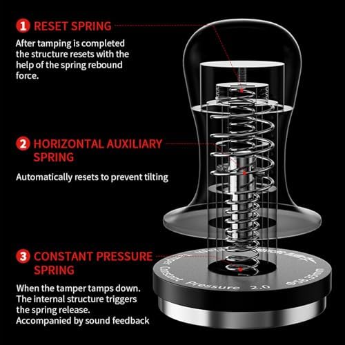 Karlak Flat Base Coffee Tamper 30Lbs Const Pressure Calibrated Spring Loaded Tamper with Sound Feedback Self Adjustable Depth to Rt Espresso Tamper with 304 Stainless Steel Base - Image 3