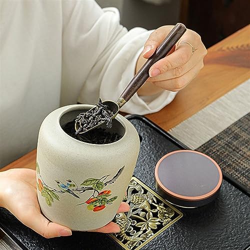 HEXEH Tea Tins Handmade Rough Pottery Loose Leaf Tea Storage Jar Ceramic Large Sealed Jar for Coffee Tea Sugar Tea Storage Container (Color : D) - Image 7