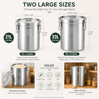 33L/8.72gal Stainless Steel Airtight Canister, Food Storage Canisters with Airtight Lid&Locking Clamp, Rice Cereal Grain Canisters Container, Storager Bucket for Flour, Coffee Bean, Sugar, Cookie - Image 2