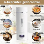 Compact Portable Electric Kettle, LCD Display with 6 Temperature Settings, 304 Stainless Steel, 450ml/15.2oz, Auto Shut-Off and Boil-Dry Protection, Travel Electric Kettle Teapot, White - Image 6