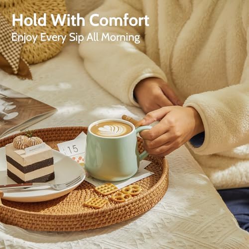 Sweese Porcelain Coffee Mugs Set of 6, 12 Ounce Coffee Cups with Handle for Coffee, Tea, Cocoa, Blue Assorted Colors Coffee Mugs with Modern Design for Great Gift Option, Microwave Safe - Image 3