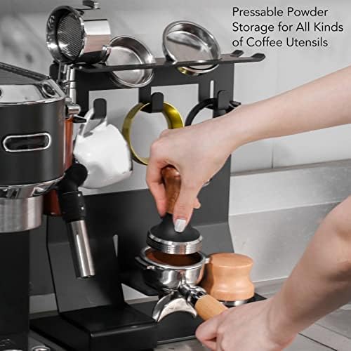 Espresso Tamper Station, 9.1X5.8X11.5in Iron Coffee Tools Holder with Anti Slip Silicone Mat, Hammer Hanger Storage Rack for Home, Kitchen, Coffee Shop, Office (for 51 54mm Coffee Handles) - Image 2
