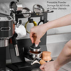 Espresso Tamper Station, 9.1X5.8X11.5in Iron Coffee Tools Holder with Anti Slip Silicone Mat, Hammer Hanger Storage Rack for Home, Kitchen, Coffee Shop, Office (for 51 54mm Coffee Handles) - Image 2