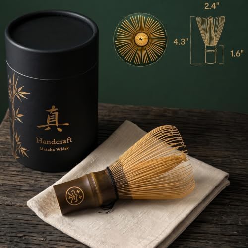 Handcrafted Kurotake Chasen Matcha Whisk & Absorbent Tea Towel Set - Image 7