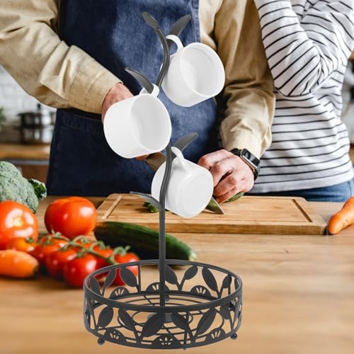 VALICLUD Xmas Coffee Mug Tree Holder Stand, Iron Rack with Tray - Image 7