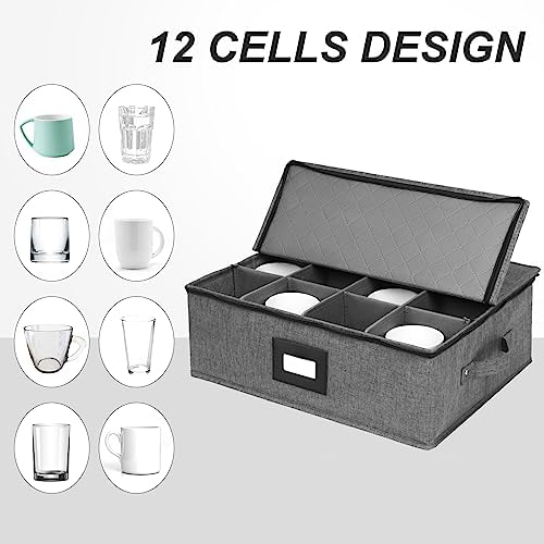 Mug Storage Box with Dividers 2 Pack, Hard Top Cup Storage for Coffee Mug - Image 6