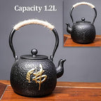 Tea Kettle,Cast Iron Teapot in Japanese Style,Tetsubin Tea Kettle with Stainless Steel Infuser,Die Casting Pattern Stove Safe Kettles,Traditional Iron Teapots,1.2L(Color:N) (Size : J) - Image 2